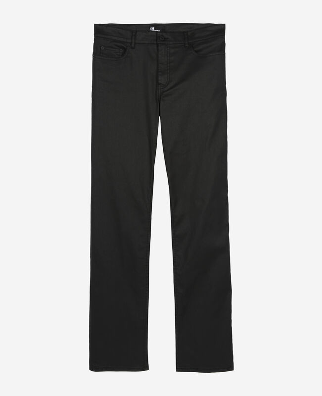 The Kooples HOMME BLACK jean slim effet cuir noir