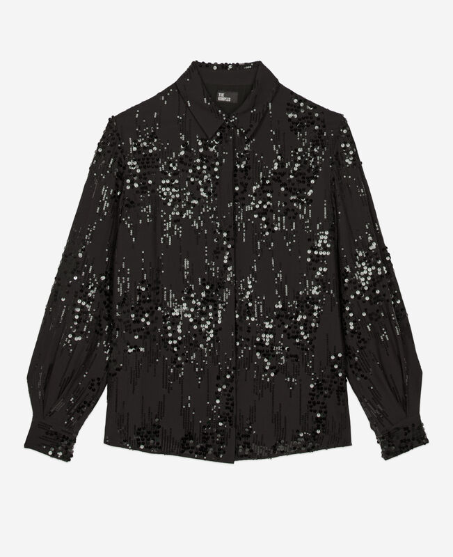 The Kooples FEMME BLACK chemise à sequins noire