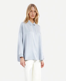 The Kooples FEMME BLUE GREY chemise ample en soie bleue
