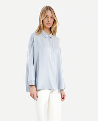 The Kooples DAMEN BLUE GREY weites hemd aus seide in blau