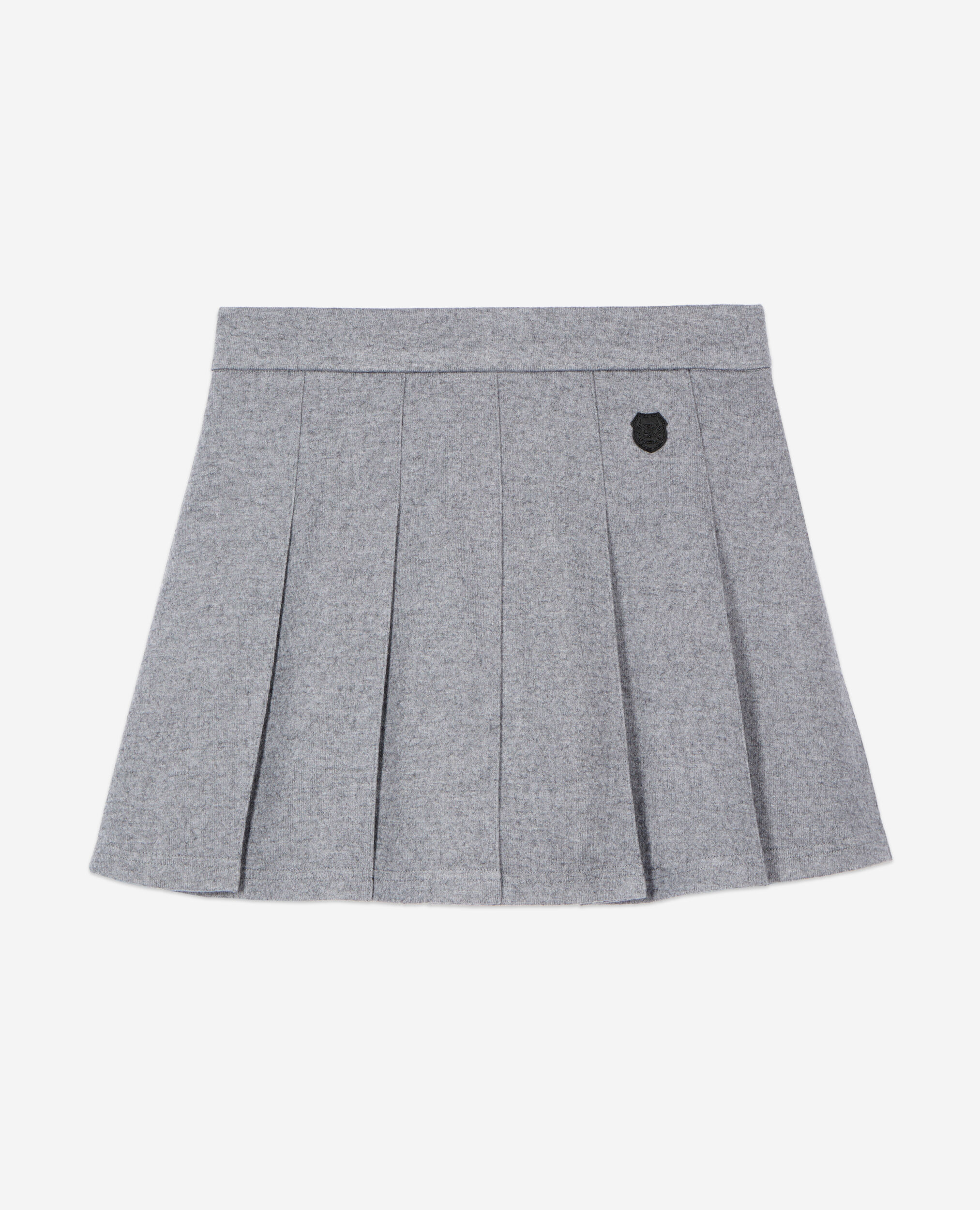 Jupe courte plissée grise, GREY MELANGE, hi-res image number null