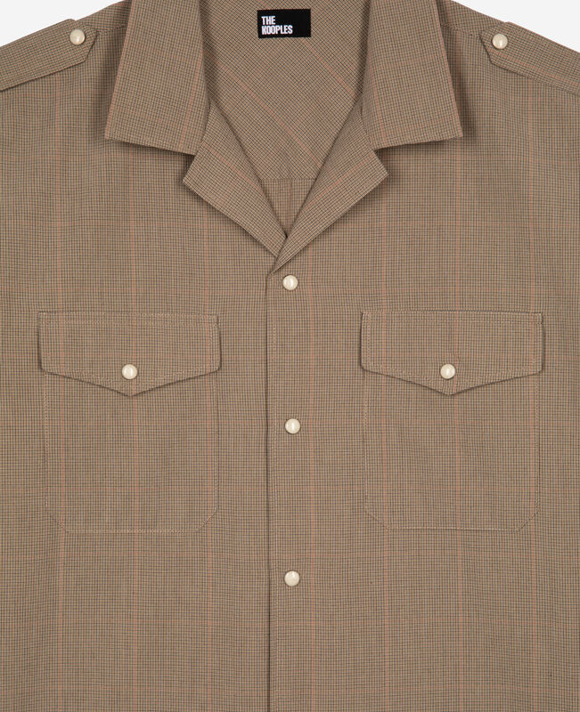 The Kooples HOMME BEIGE / BROWN / BLACK chemise à micro carreaux beige