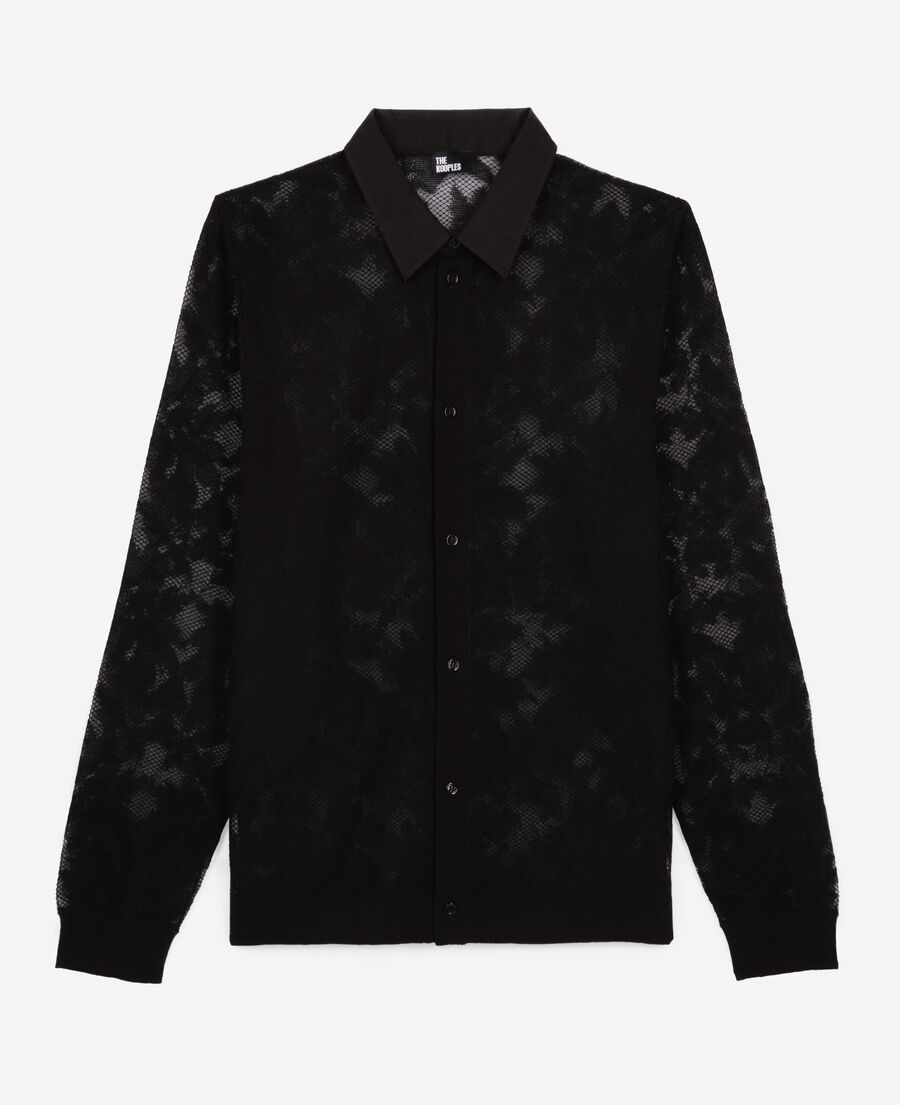 The Kooples MEN BLACK black lace shirt