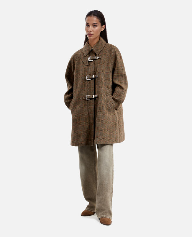 The Kooples FEMME CHOCOLATE manteau en laine prince de galles marron