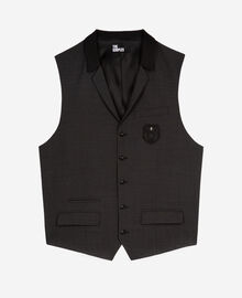 The Kooples HOMME BLACK GREY gilet de costume en laine mélangée micro carreaux noir