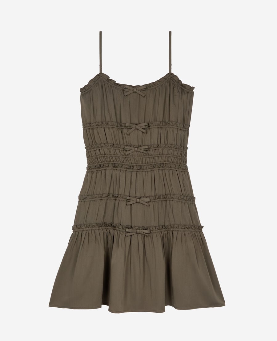 The Kooples FEMME KAKI STONE robe courte avec nœuds kaki