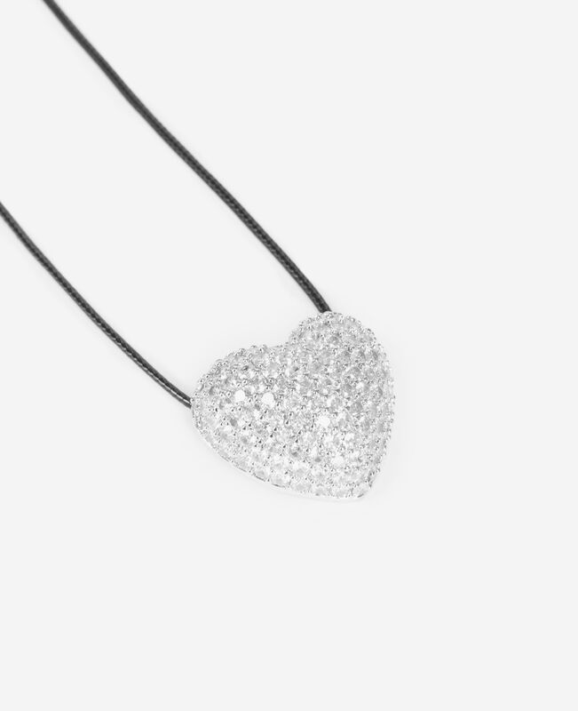 The Kooples FEMME SILVER collier pendentif cœur avec strass argenté