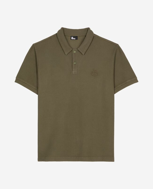 The Kooples HOMME KAKI polo en nid d'abeille avec blason kaki
