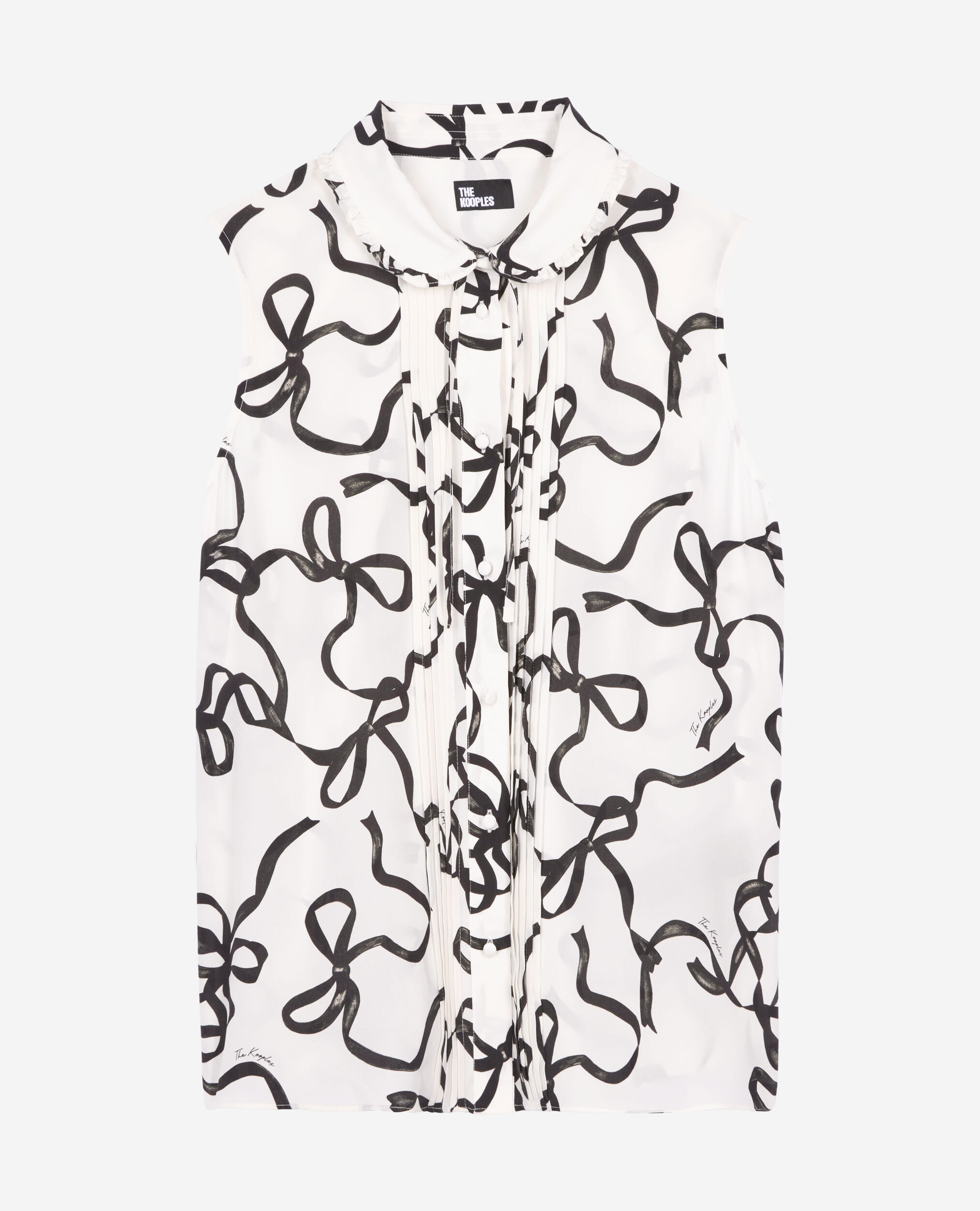 Chemise en soie imprimé rubans, WHITE / BLACK, hi-res image number null