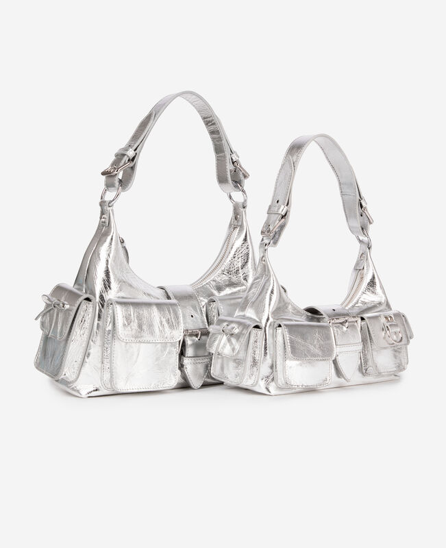 The Kooples FEMME SILVER sac amelia en cuir argenté