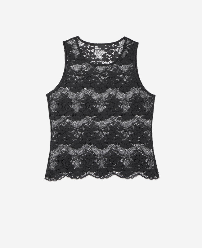 The Kooples FEMME BLACK top sans manches en dentelle noir