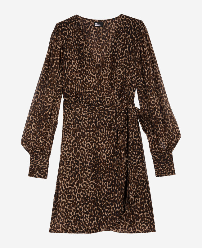The Kooples FEMME LEOPARD robe portefeuille courte imprimé léopard