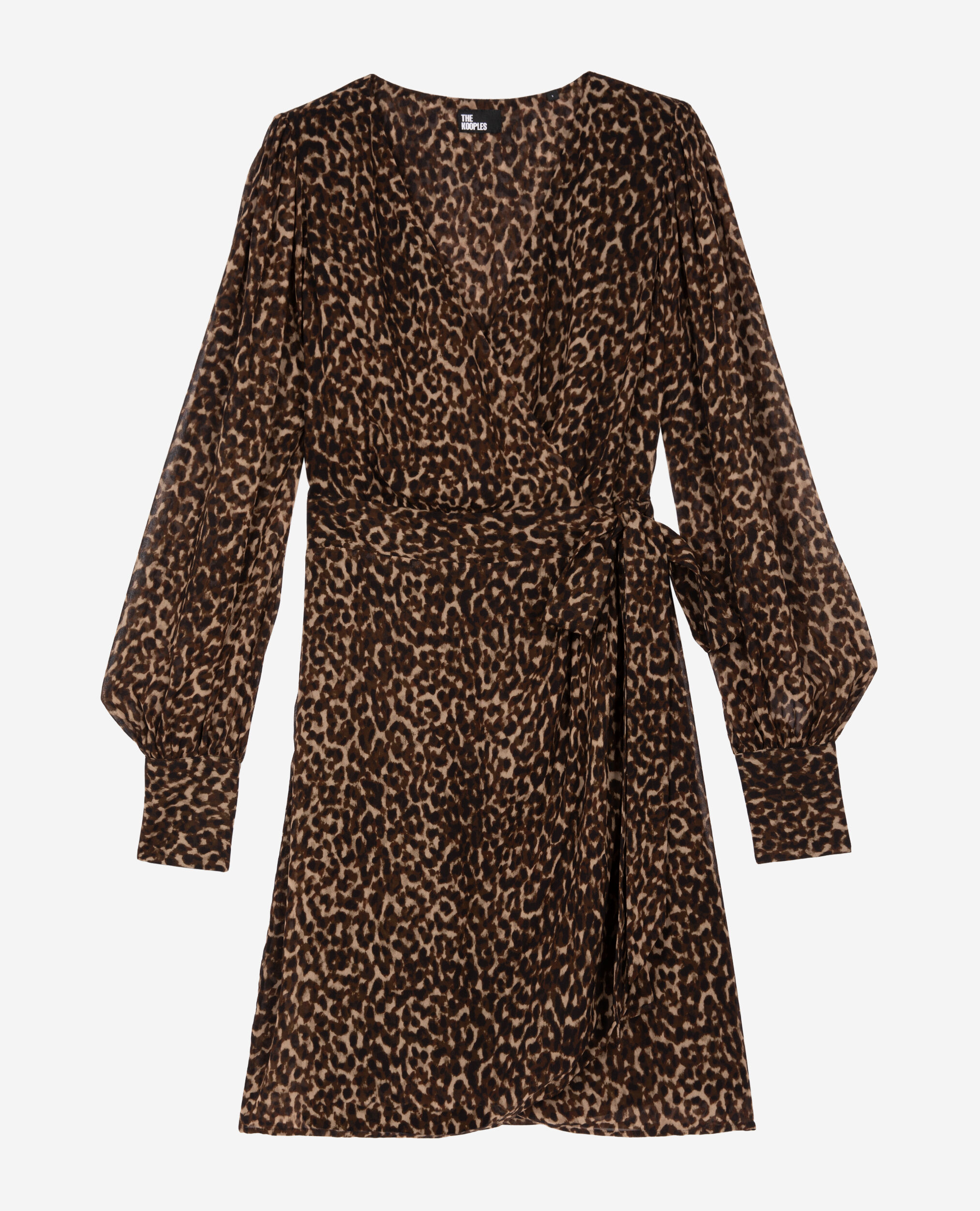 Robe portefeuille courte imprimé léopard, LEOPARD, hi-res image number null