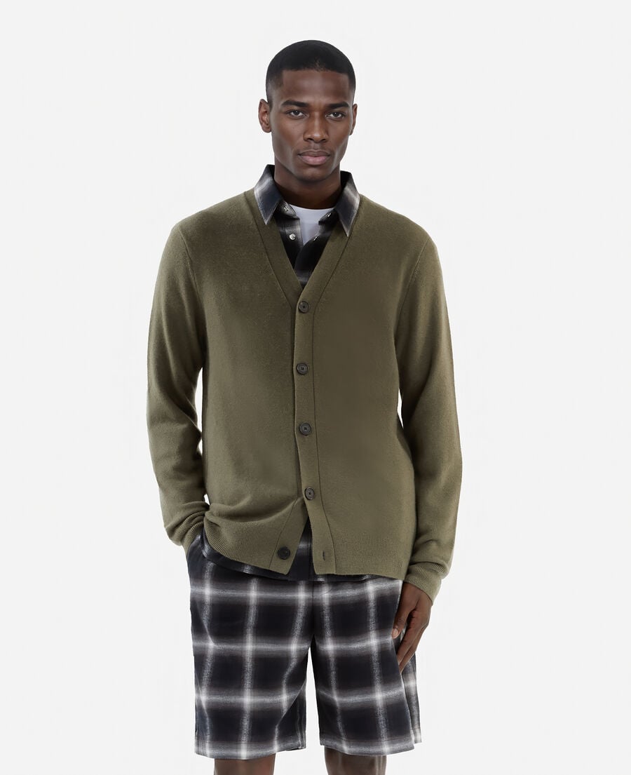 The Kooples MEN OLIVE KAKI khaki cashmere cardigan
