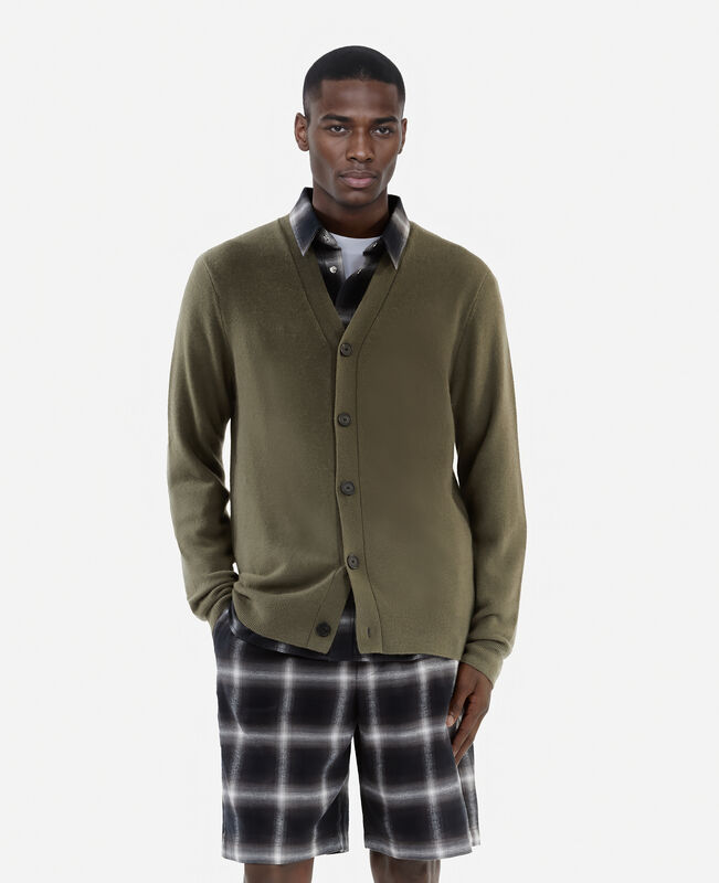 The Kooples HOMME OLIVE KAKI cardigan en cachemire kaki
