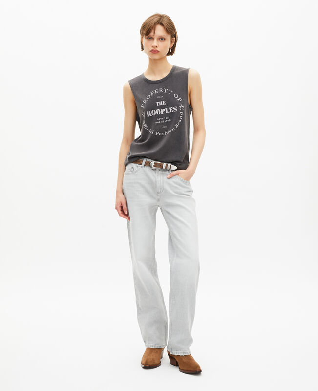 The Kooples FEMME BLACK WASHED débardeur avec sérigraphie noir délavé
