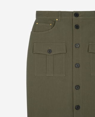The Kooples WOMEN KAKI khaki midi cargo skirt