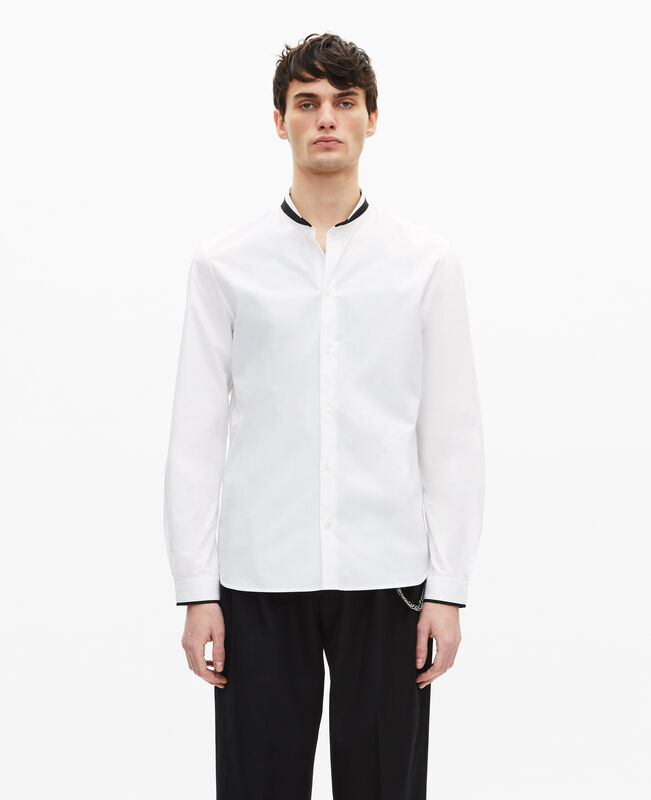 The Kooples HOMME WHITE chemise formelle col officier contrasté blanche