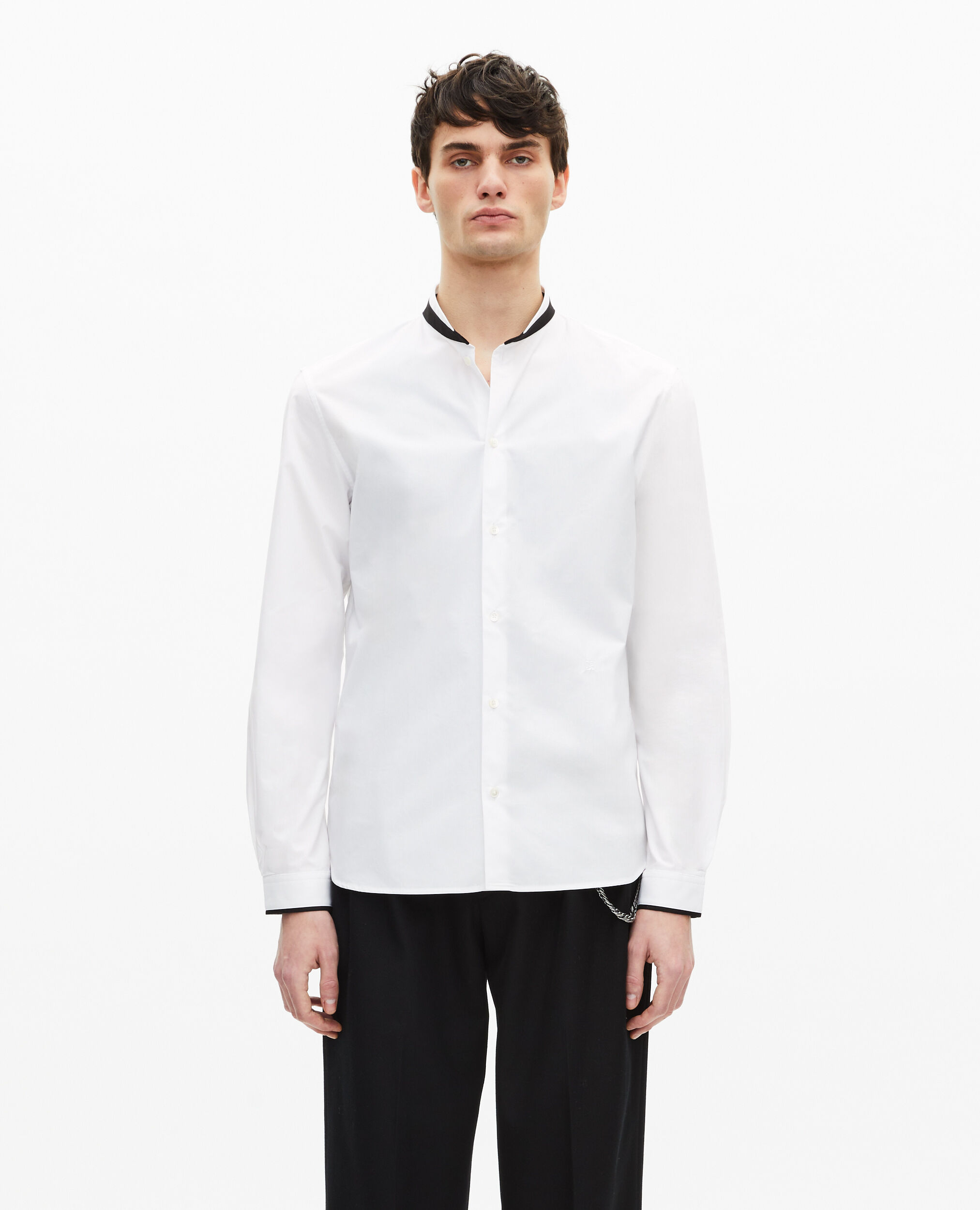 Chemise formelle col officier contrasté blanche, WHITE, hi-res image number null