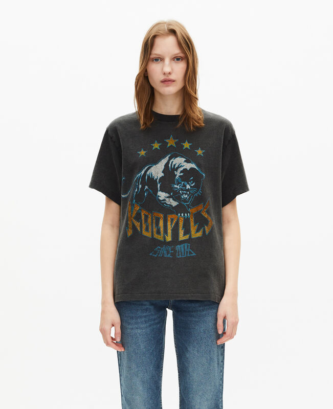 The Kooples FEMME BLACK WASHED t-shirt avec sérigraphie noir délavé
