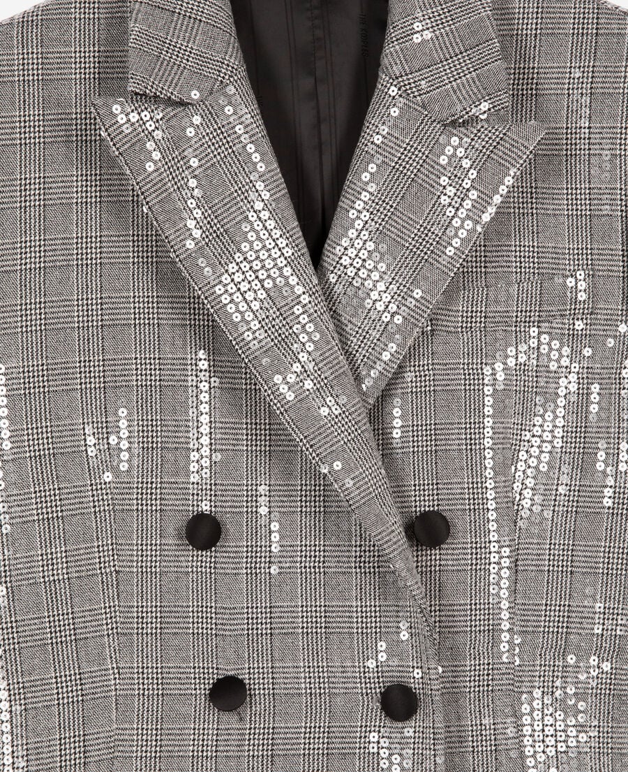 The Kooples WOMEN GREY prince of wales sequin jacket, grey
