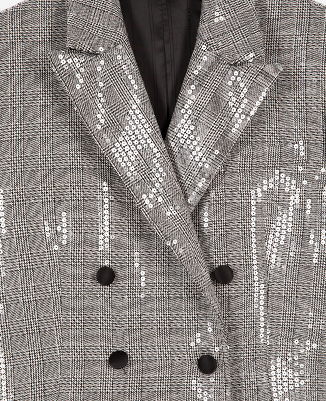 The Kooples FEMME GREY veste à sequins prince de galles grise