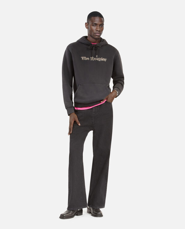 The Kooples HOMME BLACK WASHED sweatshirt logo à capuche noir