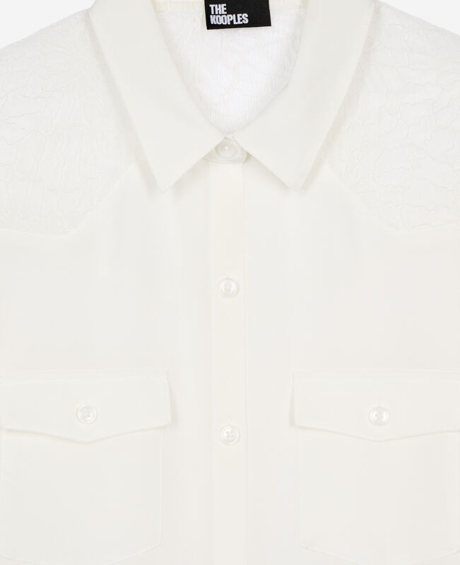 The Kooples FEMME ECRU chemise en soie avec dentelle écrue