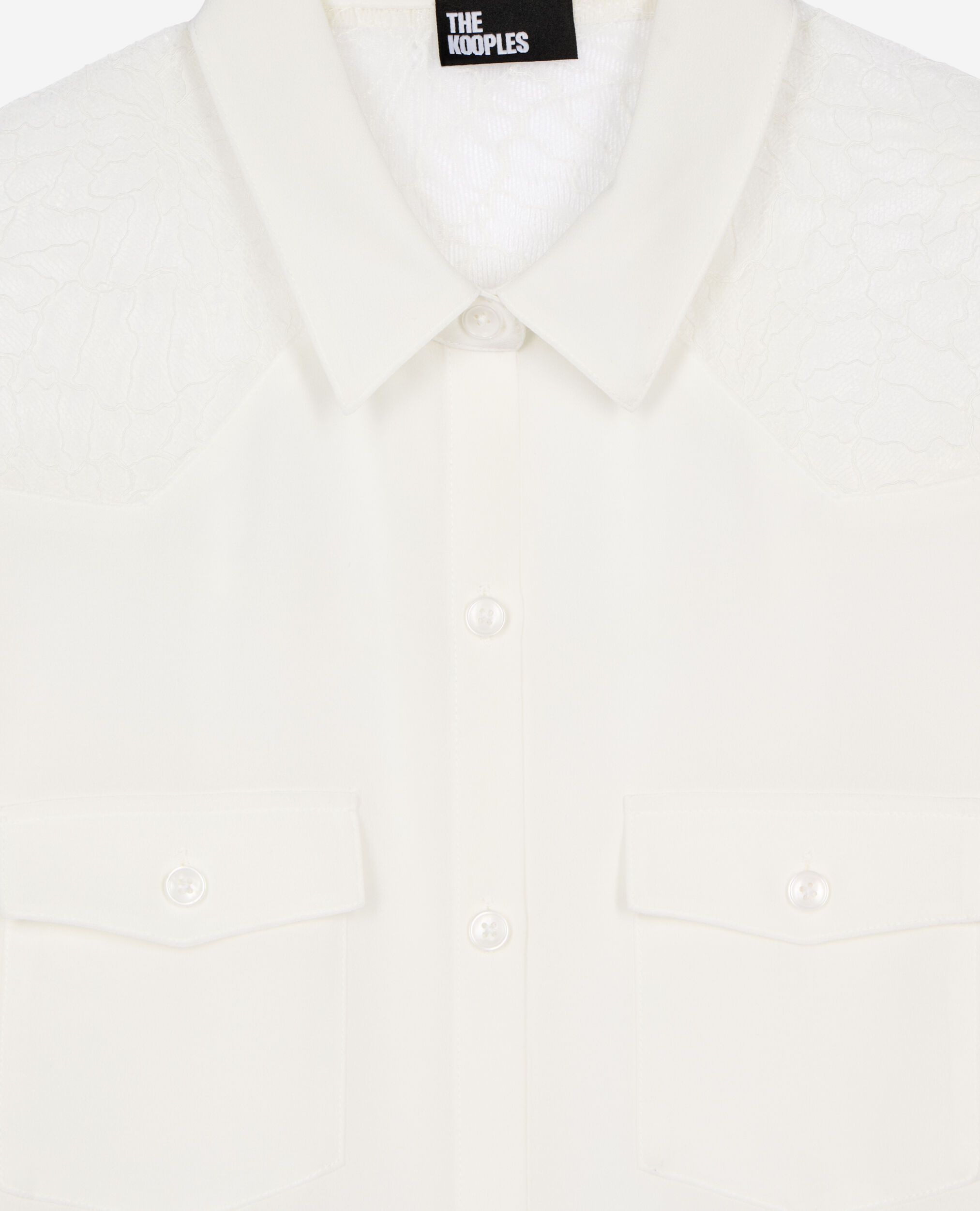 Chemise en soie avec dentelle écrue, ECRU, hi-res image number null