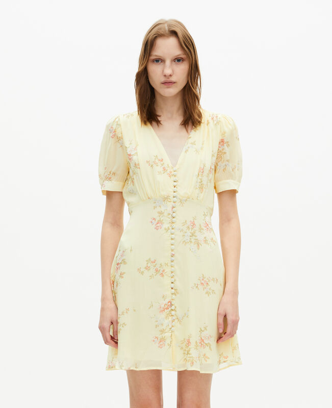 The Kooples FEMME YELLOW robe courte imprimé fleuri jaune
