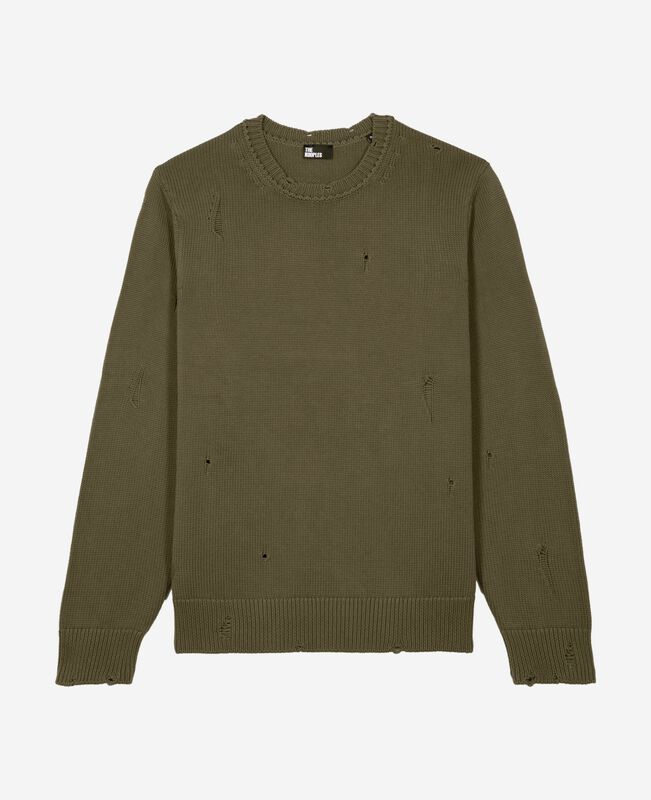 The Kooples HOMME KAKI pull avec détails ajourés kaki