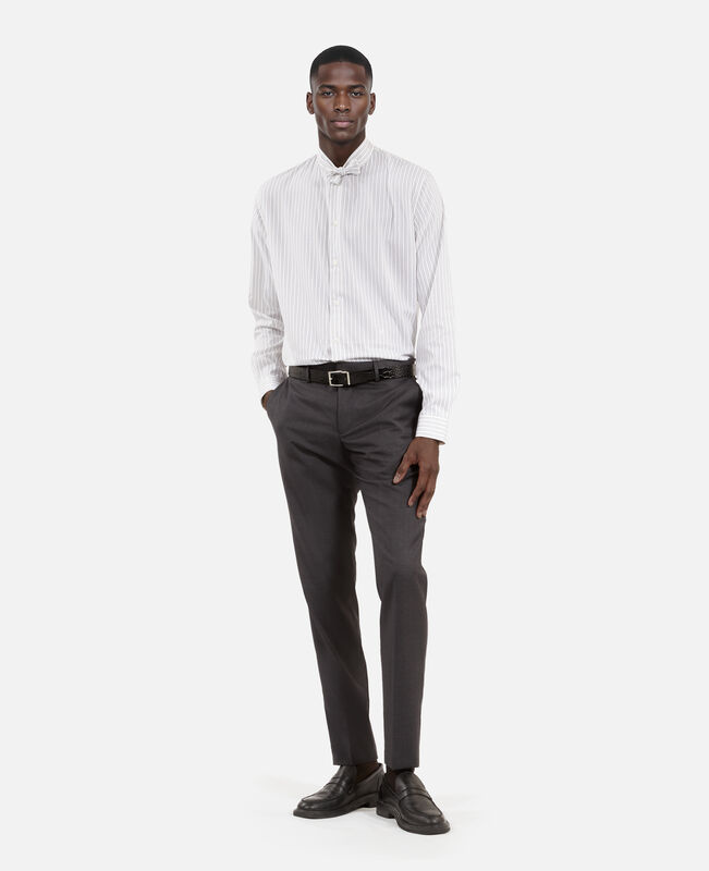 The Kooples HOMME BLACK WHITE chemise à fines rayures blanche