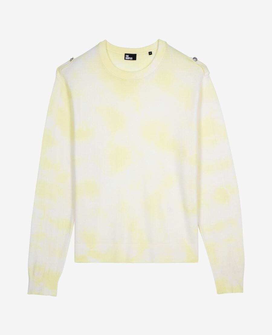 The Kooples HOMME YELLOW - ECRU pull en laine mérinos tie and dye jaune