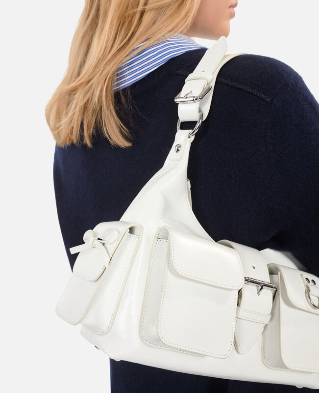 The Kooples FEMME WHITE sac amelia en cuir craquelé blanc