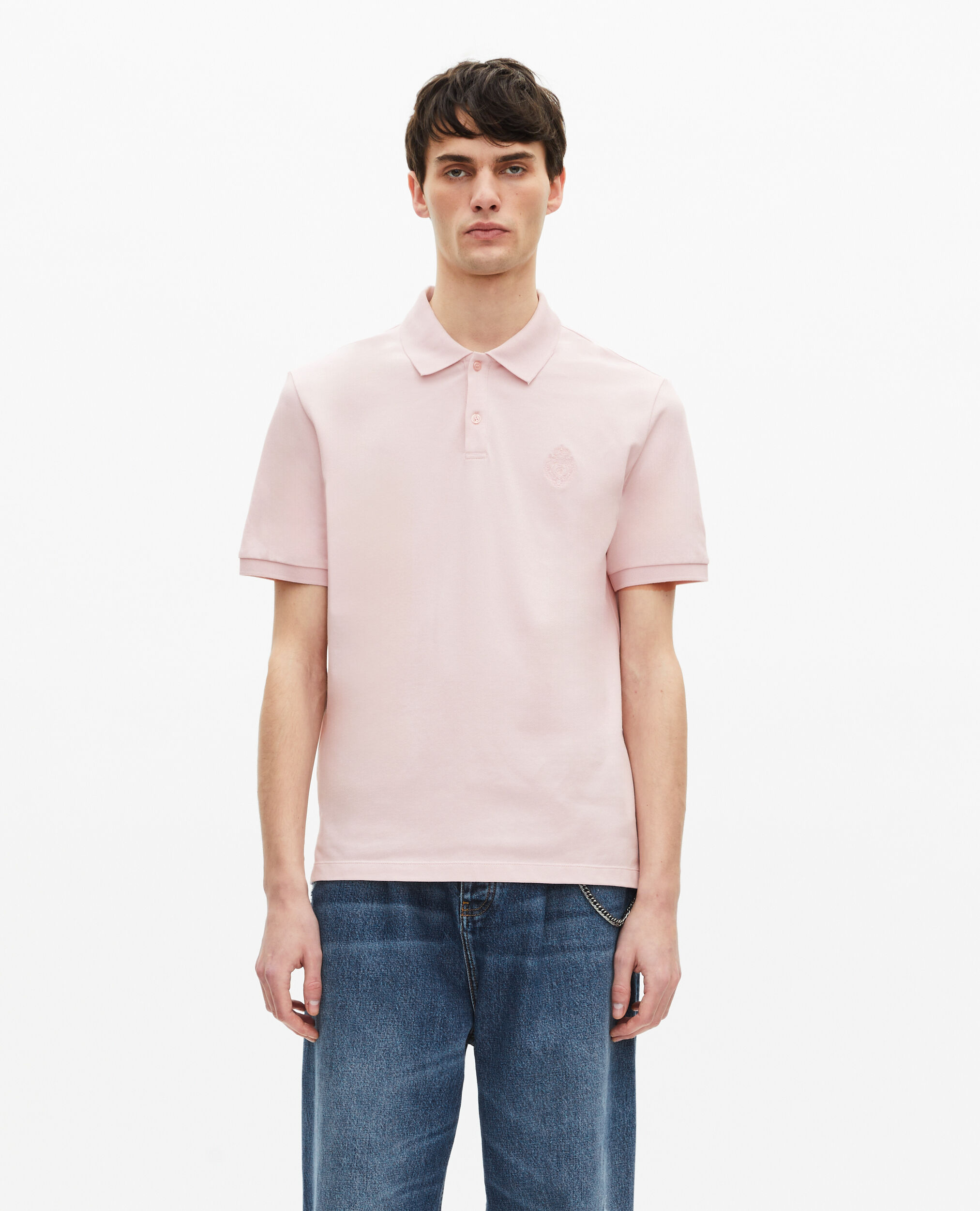 Polo en piqué col classique rose pâle, LILA, hi-res image number null