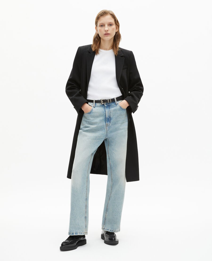 The Kooples WOMEN BLACK long black wool coat