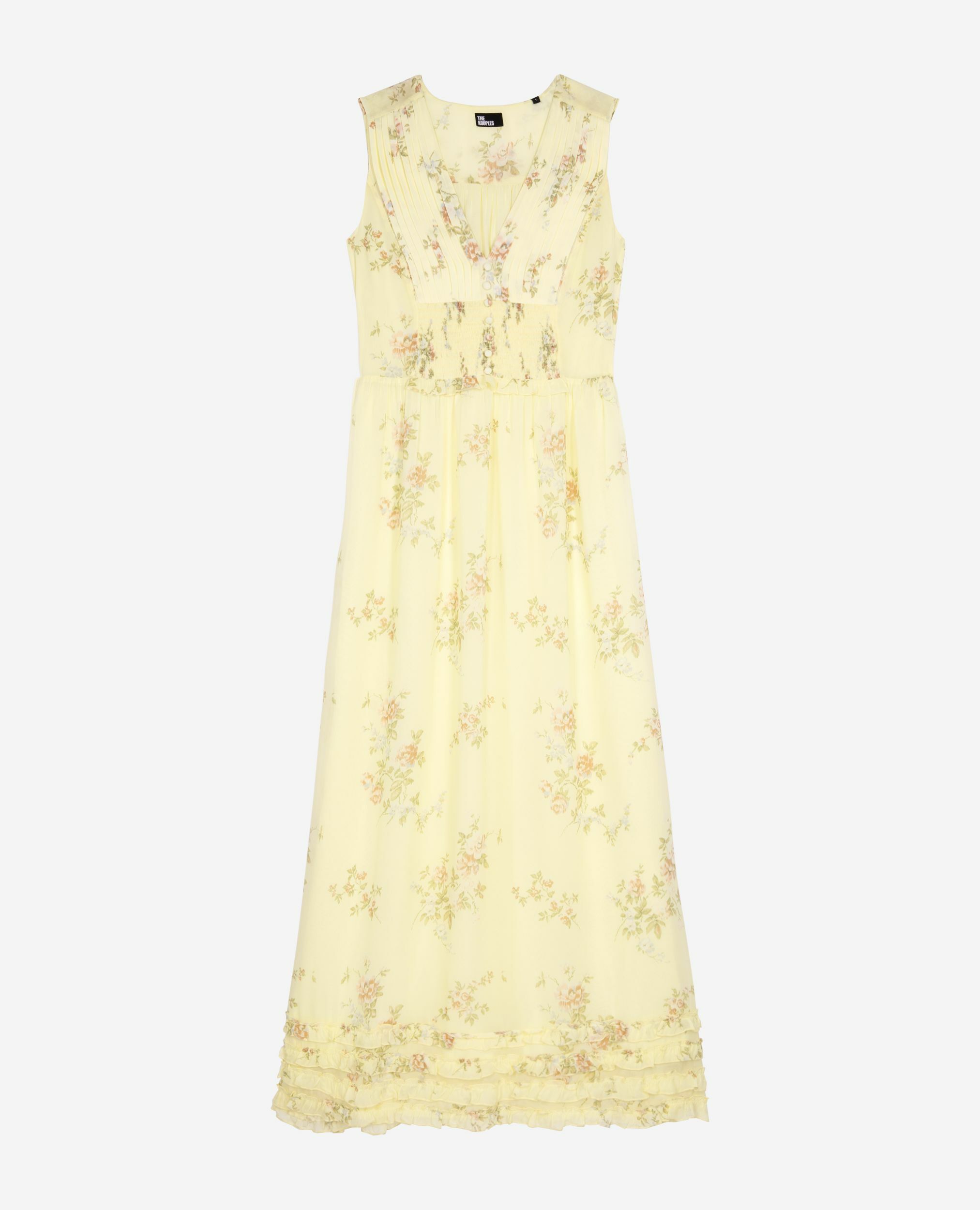 Robe longue imprimé fleuri jaune, YELLOW, hi-res image number null