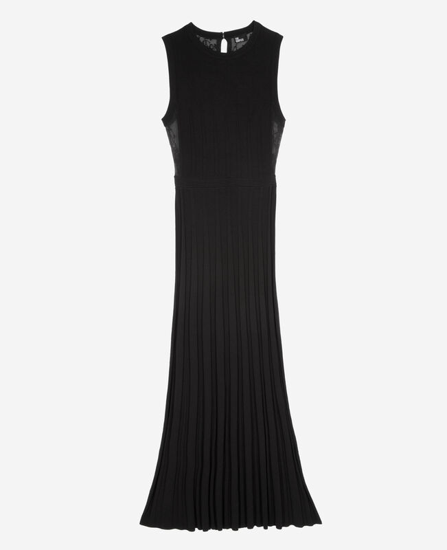 The Kooples FEMME BLACK robe longue en maille noire