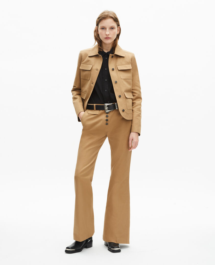 The Kooples DAMEN BEIGE kurze jacke aus baumwolle und leinen in beige