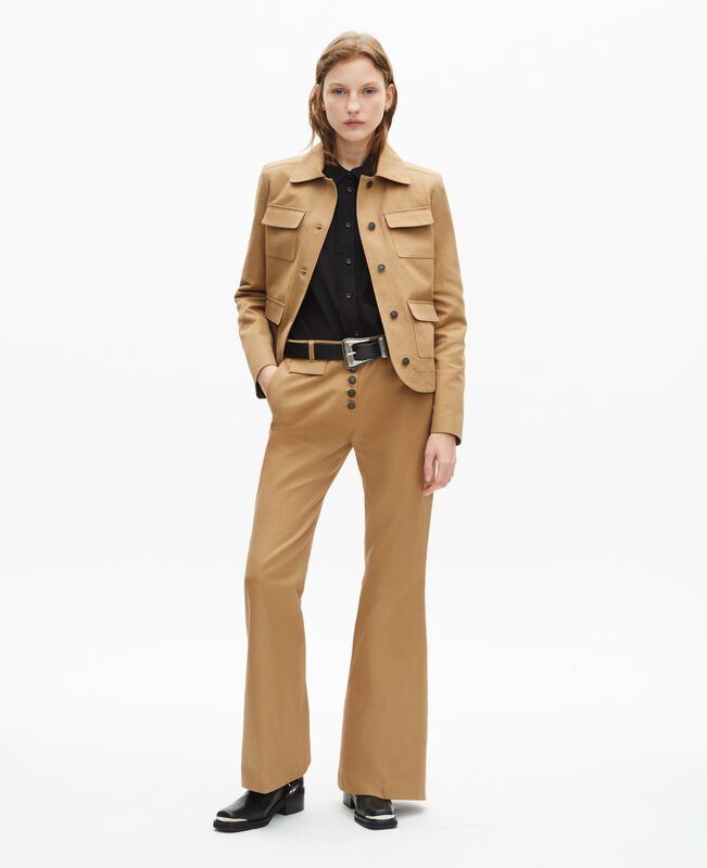 The Kooples FEMME BEIGE veste courte en coton et lin beige