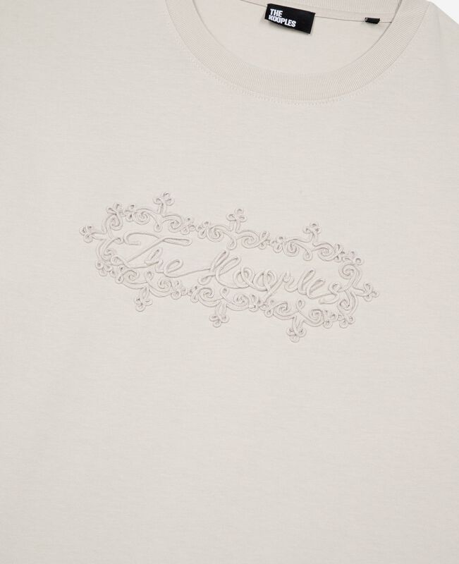 The Kooples HOMME BEIGE GREY t-shirt avec broderie logo beige