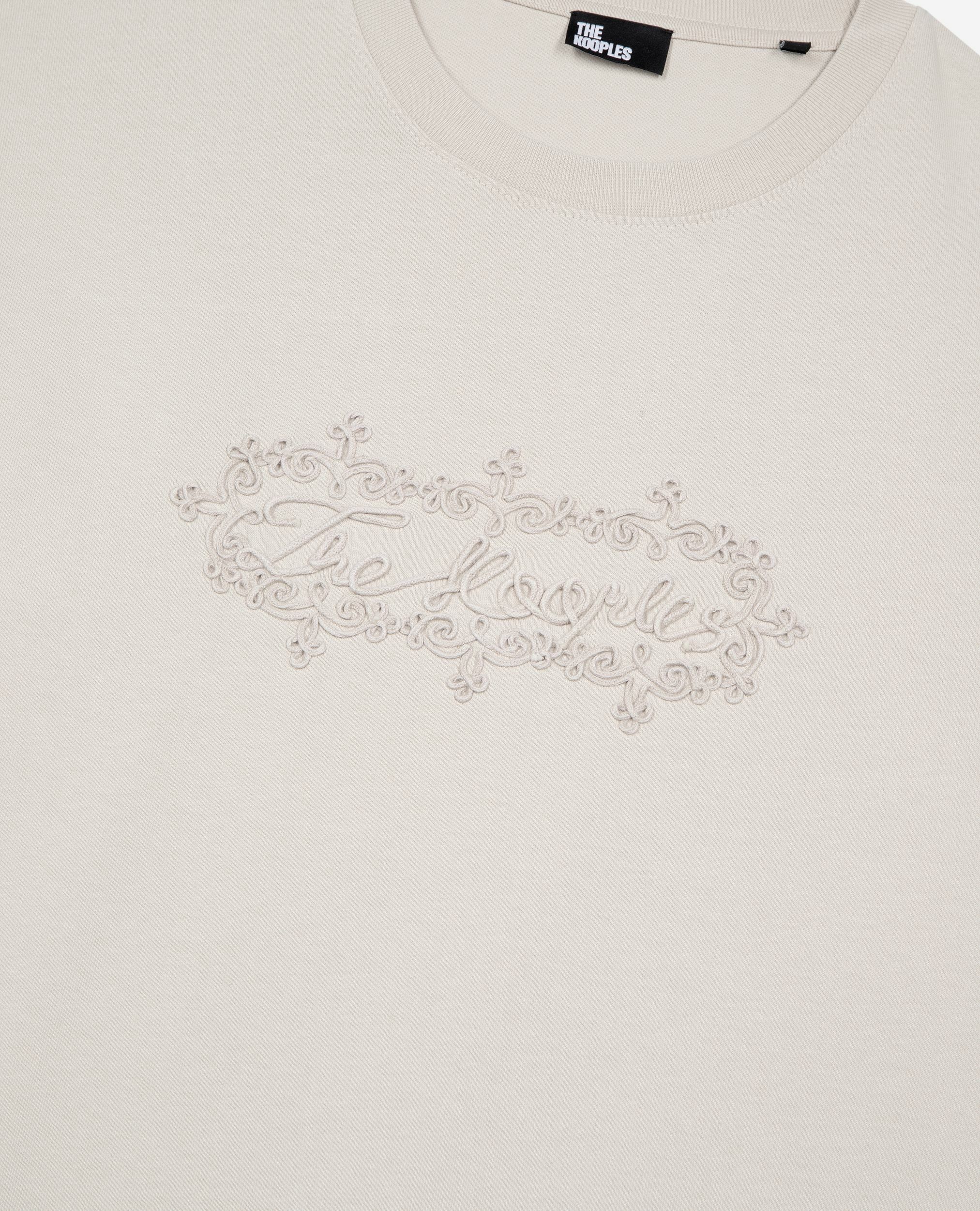 T-shirt avec broderie logo beige, BEIGE GREY, hi-res image number null
