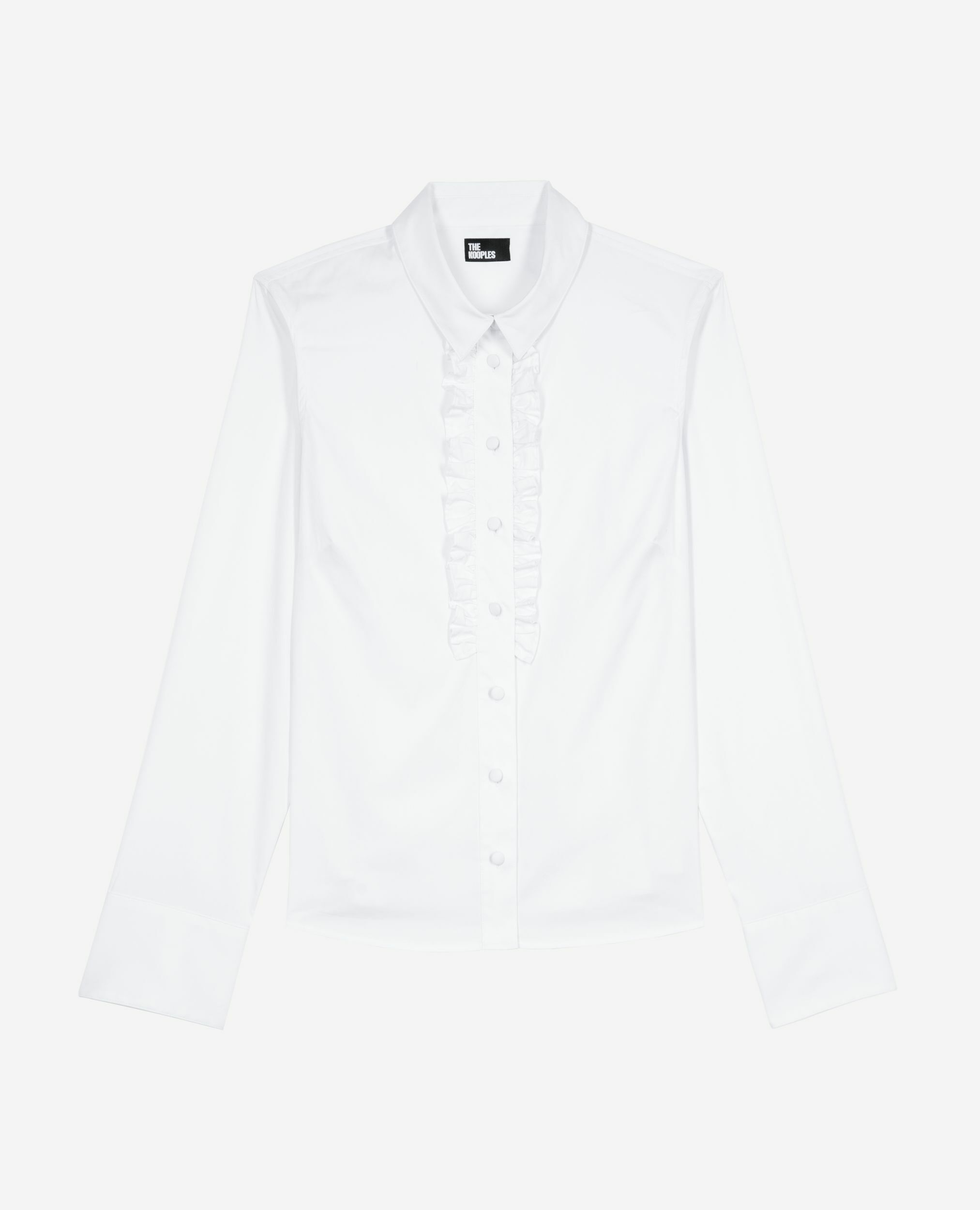 Chemise en popeline avec volants blanche, WHITE, hi-res image number null