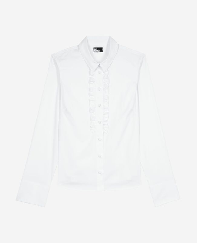 The Kooples FEMME WHITE chemise en popeline avec volants blanche