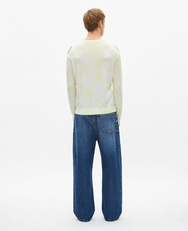 The Kooples HOMME YELLOW - ECRU pull en laine mérinos tie and dye jaune