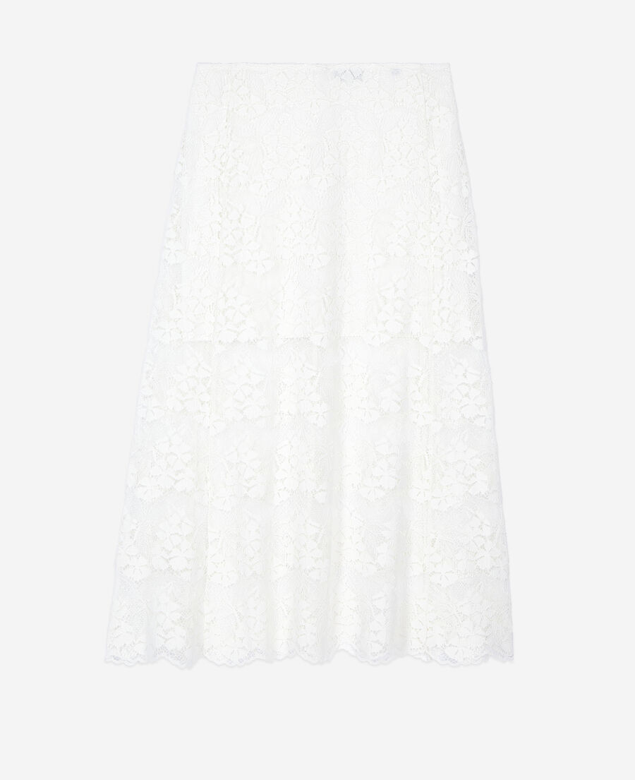 The Kooples FEMME ECRU jupe longue en dentelle écrue