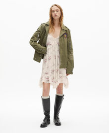 The Kooples FEMME OFF WHITE / PINK robe courte à bretelles imprimé fleuri blanche
