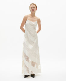 The Kooples FEMME ECRU robe nuisette longue en soie et dentelle écrue