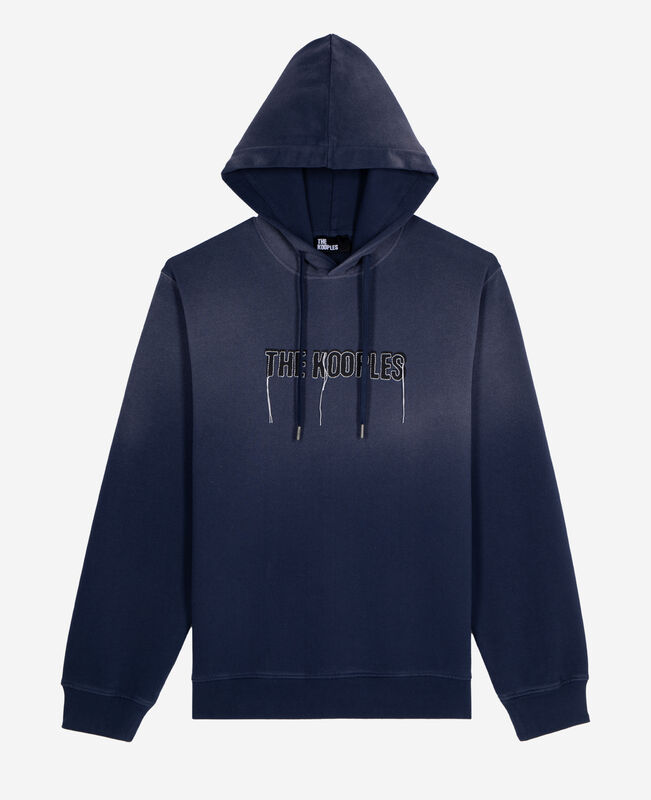 The Kooples HOMME DARK NAVY sweatshirt avec logo marine délavé