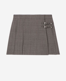 The Kooples FEMME BROWN jupe courte prince de galles en laine marron